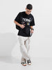 Men's Black Relaxed Fit Graphic Street Wear T-Shirt