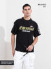 Men's Black Relaxed Fit Graphic Street Wear T-Shirt