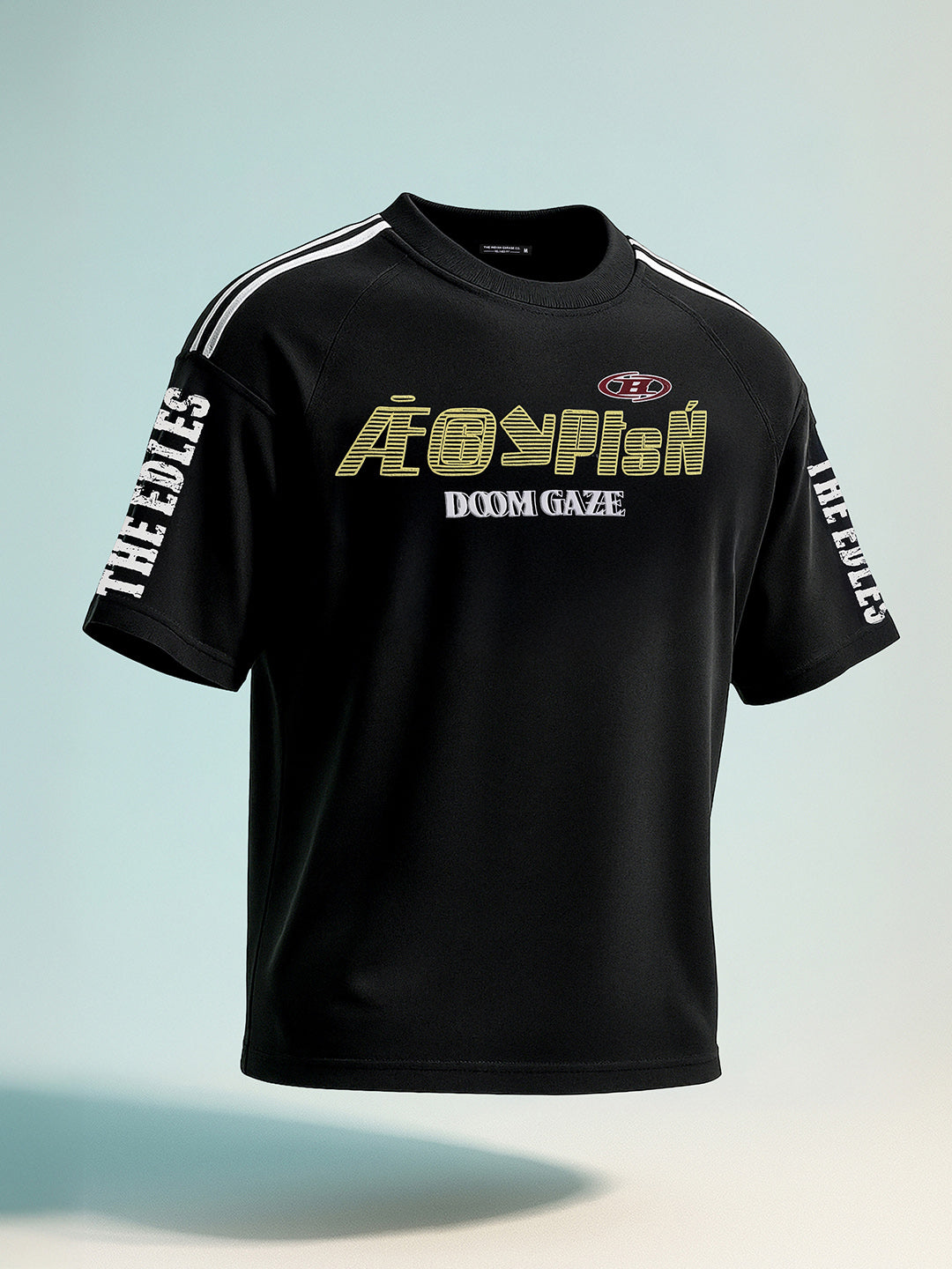 Men's Black Relaxed Fit Graphic Printed 240 GSM Street Wear T-Shirt