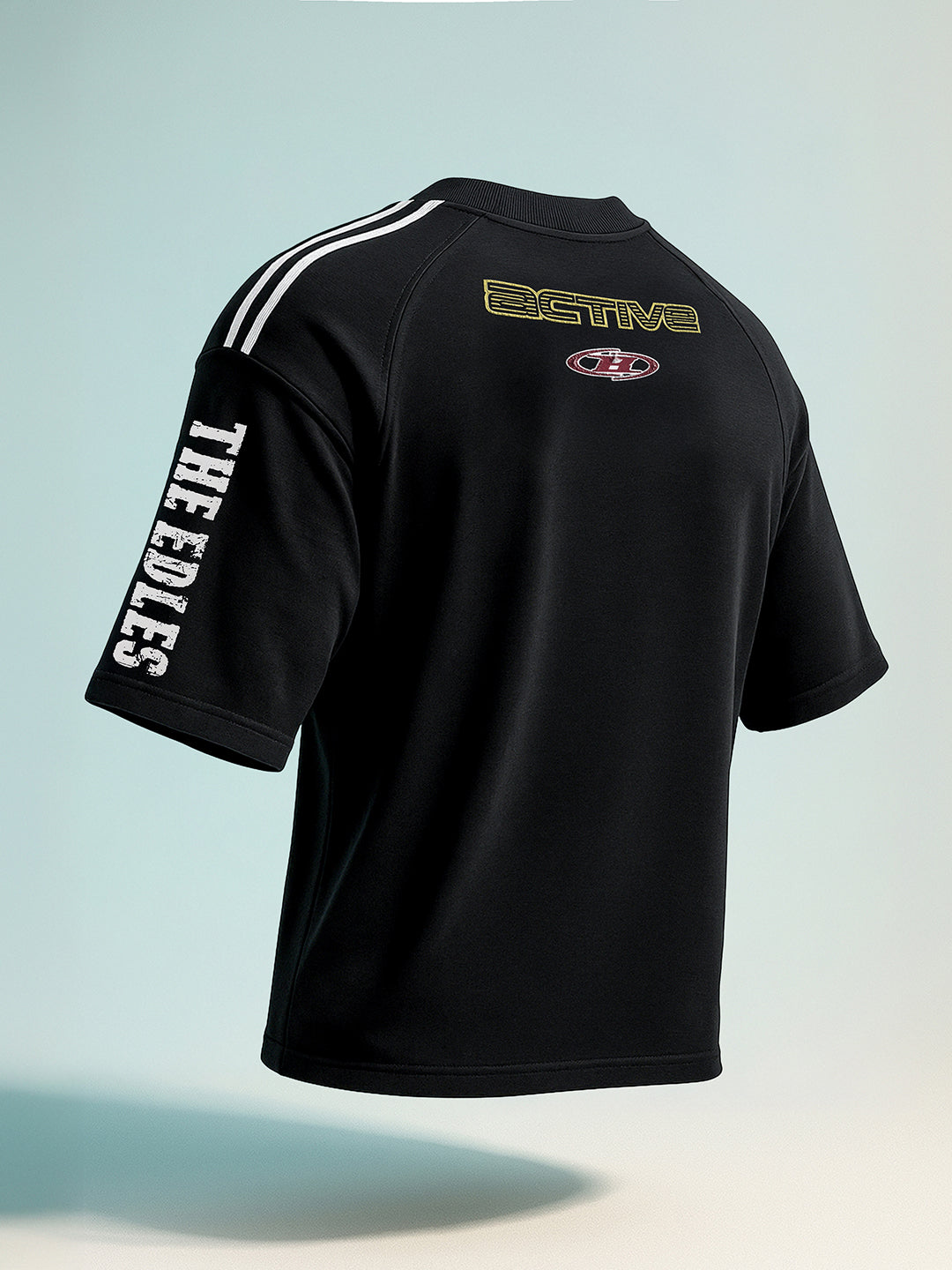 Men's Black Relaxed Fit Graphic Printed 240 GSM Street Wear T-Shirt