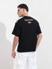 Men's Black Relaxed Fit Graphic Street Wear T-Shirt