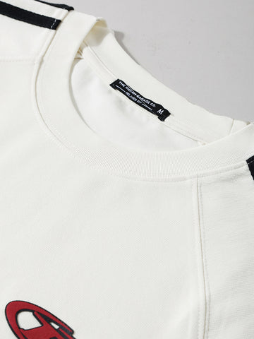 Men's Cream Relaxed Fit Graphic Street Wear T-Shirt