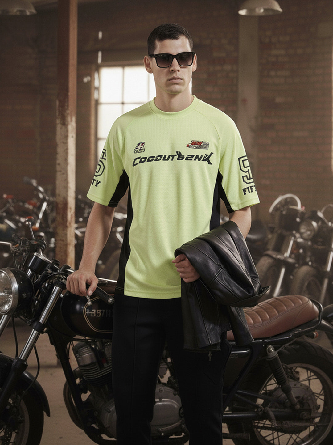 Men's Green Relaxed Fit Graphic Printed 240 GSM Street Wear T-Shirt
