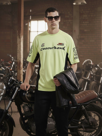 Men's Green Relaxed Fit Graphic Printed 240 GSM Street Wear T-Shirt