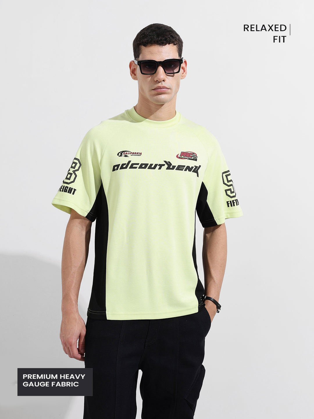 Men's Green Relaxed Fit Graphic Printed 240 GSM Street Wear T-Shirt