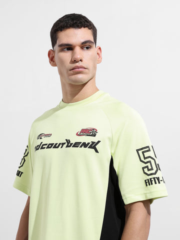 Men's Green Relaxed Fit Graphic Street Wear T-Shirt