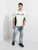 Men's Cream Relaxed Fit Graphic Printed 240 GSM Street Wear T-Shirt