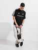 Men's Black Relaxed Fit Graphic Street Wear T-Shirt