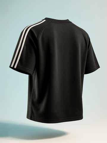 Men's Black Relaxed Fit Graphic Printed 240 GSM Street Wear T-Shirt