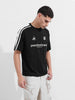 Men's Black Relaxed Fit Graphic Street Wear T-Shirt