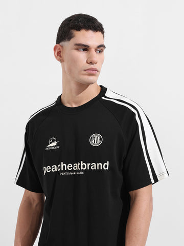 Men's Black Relaxed Fit Graphic Street Wear T-Shirt