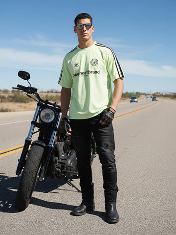 Men's Green Relaxed Fit Graphic Printed 240 GSM Street Wear T-Shirt