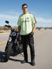 Men's Green Relaxed Fit Graphic Printed 240 GSM Street Wear T-Shirt