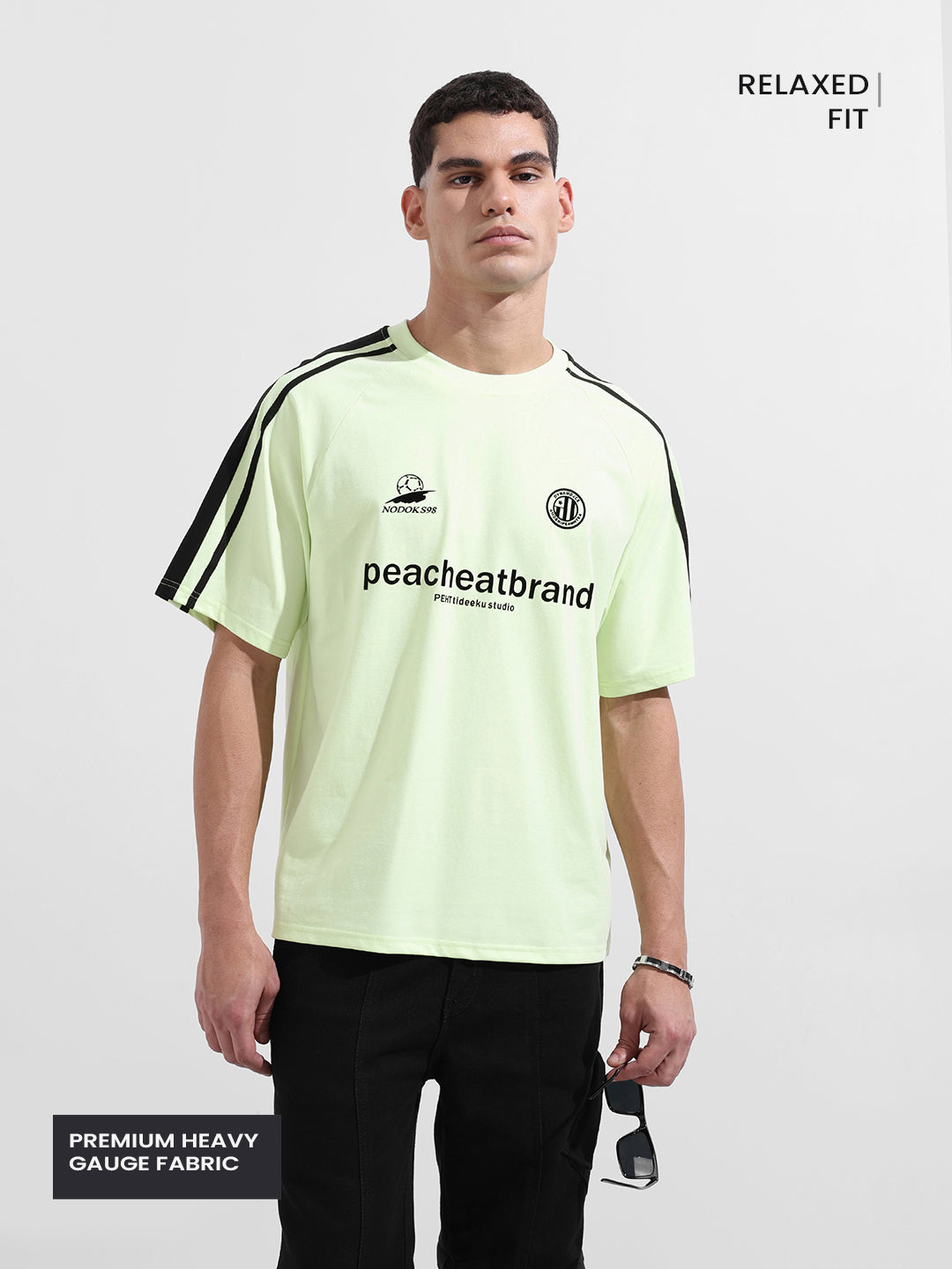 Men's Green Relaxed Fit Graphic Street Wear T-Shirt