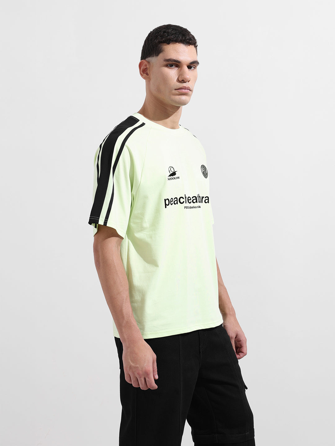 Men's Green Relaxed Fit Graphic Street Wear T-Shirt