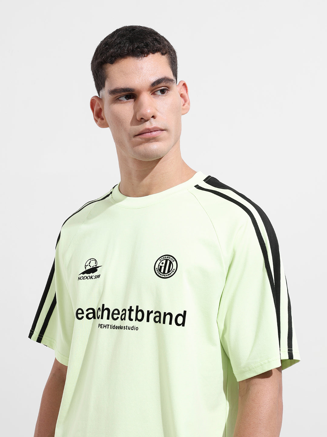 Men's Green Relaxed Fit Graphic Street Wear T-Shirt