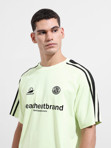 Men's Green Relaxed Fit Graphic Street Wear T-Shirt