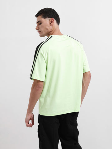 Men's Green Relaxed Fit Graphic Street Wear T-Shirt