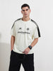 Men's Cream Relaxed Fit Graphic Street Wear T-Shirt