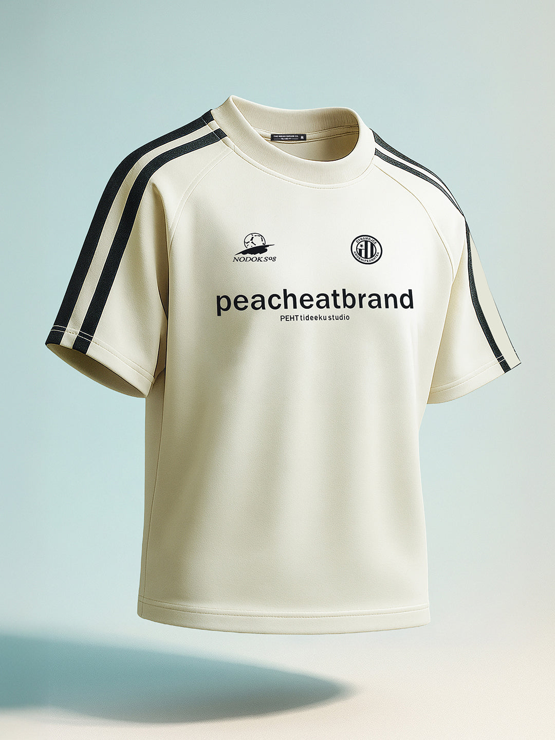 Men's Cream Relaxed Fit Graphic Printed 240 GSM Street Wear T-Shirt