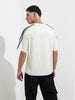 Men's Cream Relaxed Fit Graphic Street Wear T-Shirt