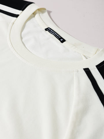 Men's Cream Relaxed Fit Graphic Street Wear T-Shirt