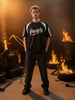 Men's Black Relaxed Fit Graphic Printed 240 GSM Street Wear T-Shirt