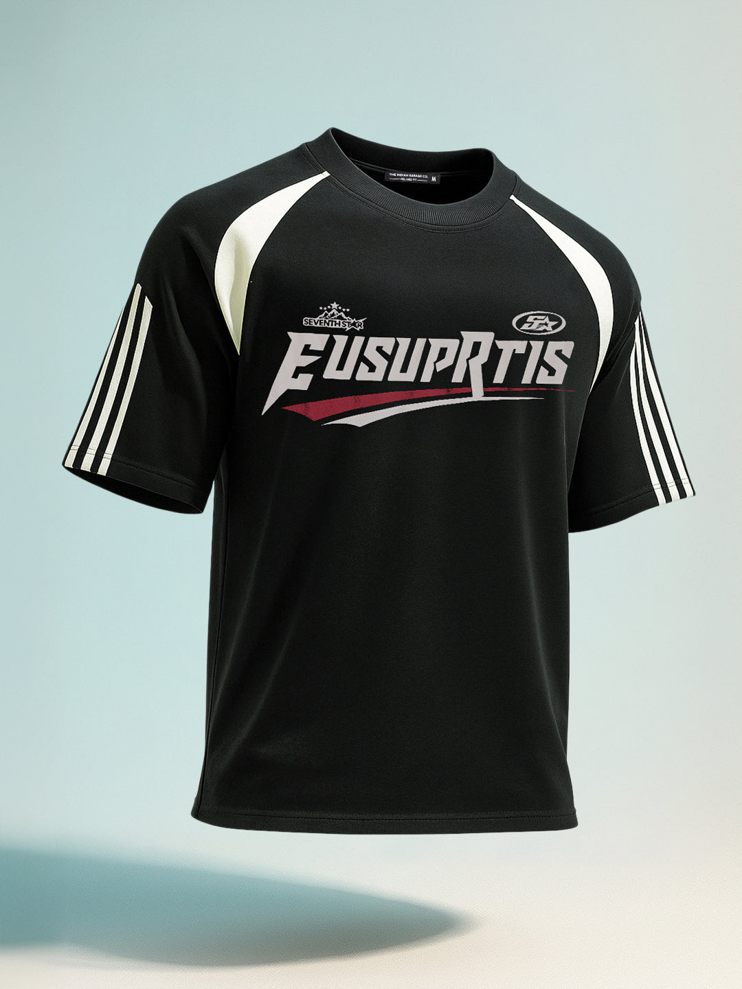 Men's Black Relaxed Fit Graphic Printed 240 GSM Street Wear T-Shirt