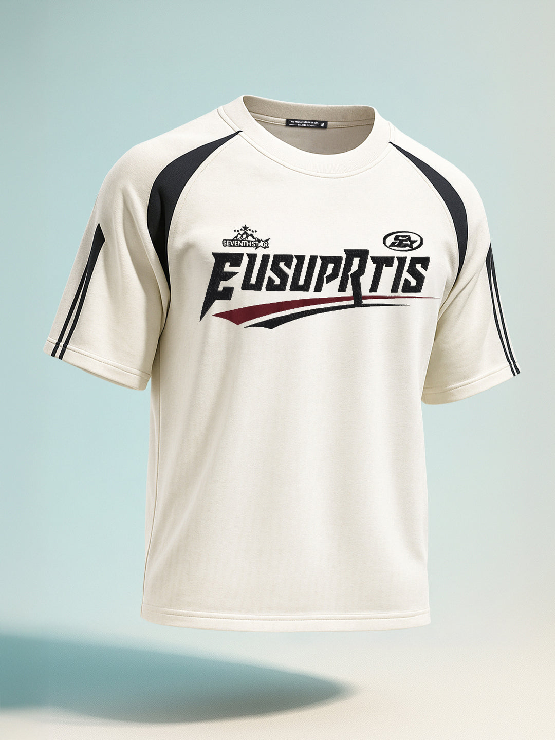 Men's Cream Relaxed Fit Graphic Printed 240 GSM Street Wear T-Shirt