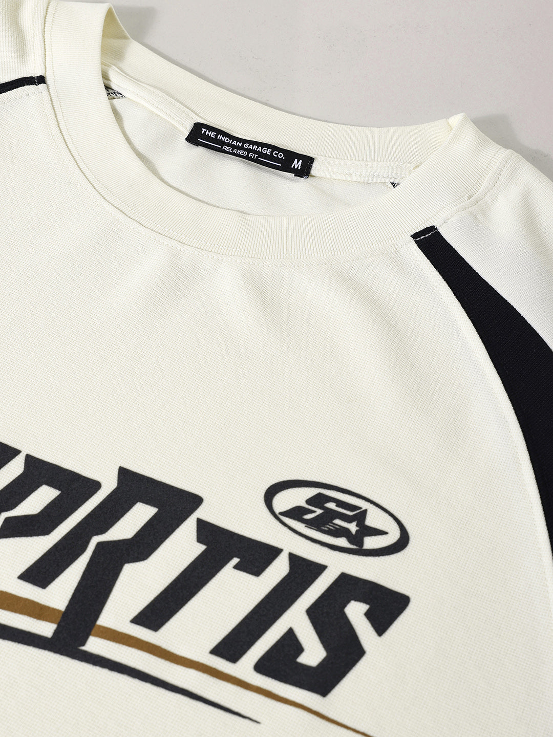 Men's Cream Relaxed Fit Graphic Street Wear T-Shirt