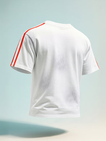 Men's White Relaxed Fit Graphic Printed 240 GSM Street Wear T-Shirt