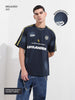 Men's Blue Relaxed Fit Graphic Printed 240 GSM Street Wear T-Shirt