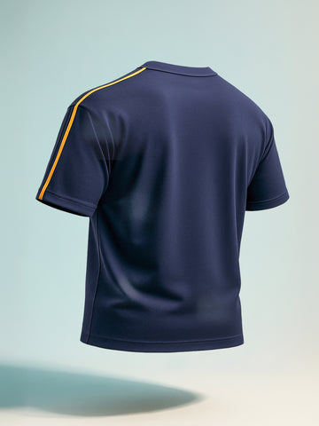 Men's Blue Relaxed Fit Graphic Printed 240 GSM Street Wear T-Shirt