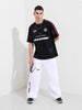 Men's Black Relaxed Fit Graphic Printed 240 GSM Street Wear T-Shirt