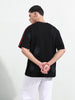 Men's Black Relaxed Fit Graphic Printed 240 GSM Street Wear T-Shirt