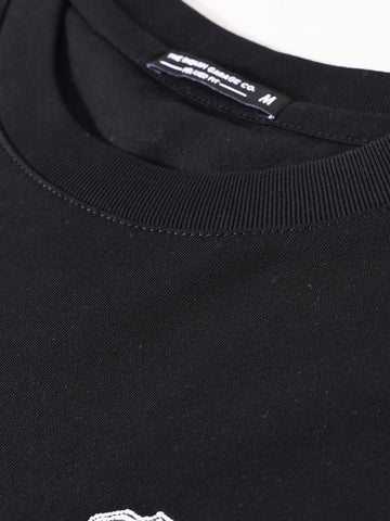 Men's Black Relaxed Fit Graphic Printed 240 GSM Street Wear T-Shirt