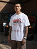 Men's White Relaxed Fit Graphic Printed 240 GSM Street Wear T-Shirt