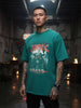 Men's Green Relaxed Fit Graphic Printed 240 GSM Street Wear T-Shirt