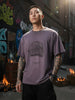 Men's Purple Relaxed Fit Graphic Printed 240 GSM Street Wear T-Shirt