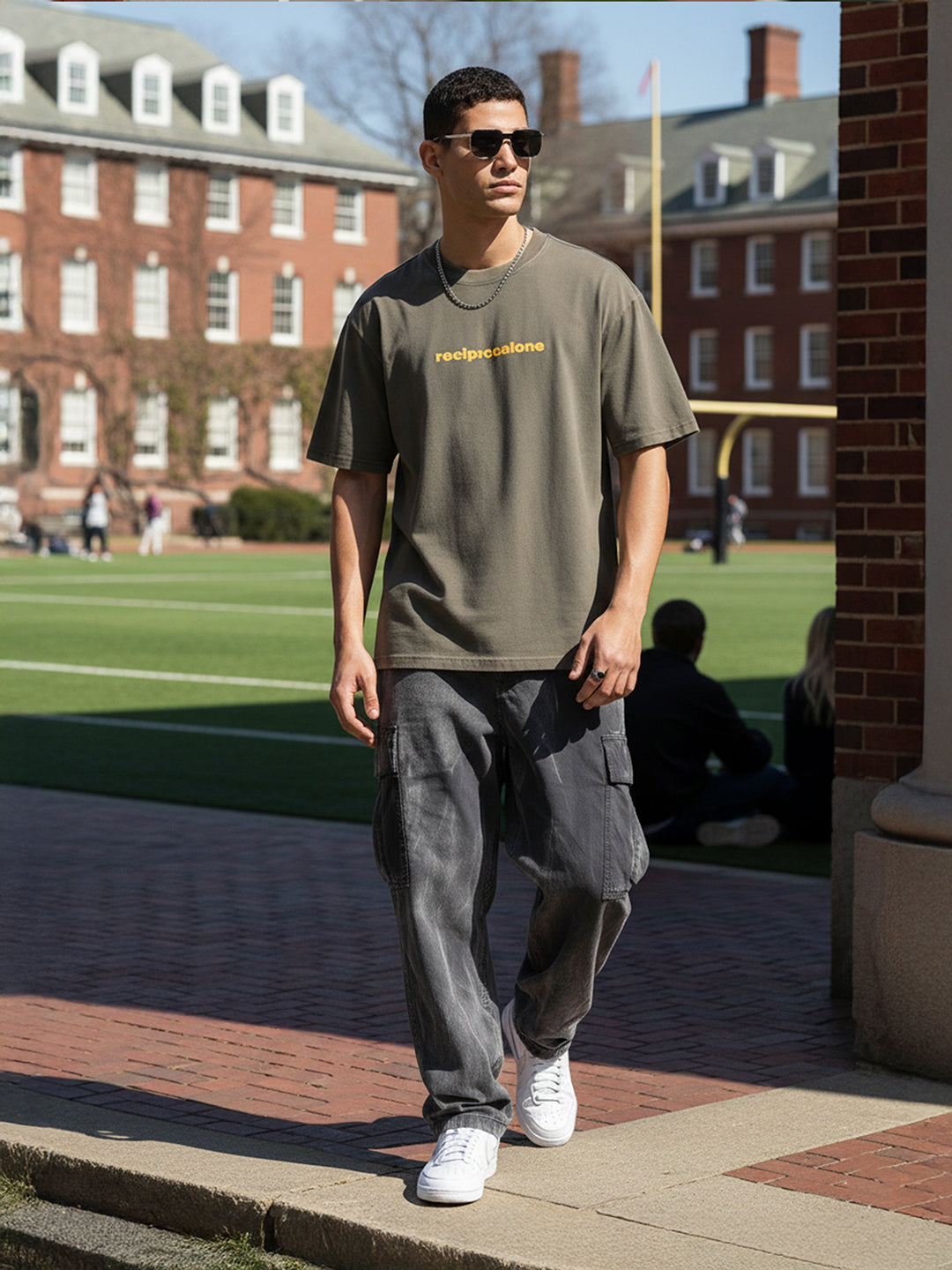 Men's Grey Relaxed Fit Graphic Printed 240 GSM Street Wear T-Shirt