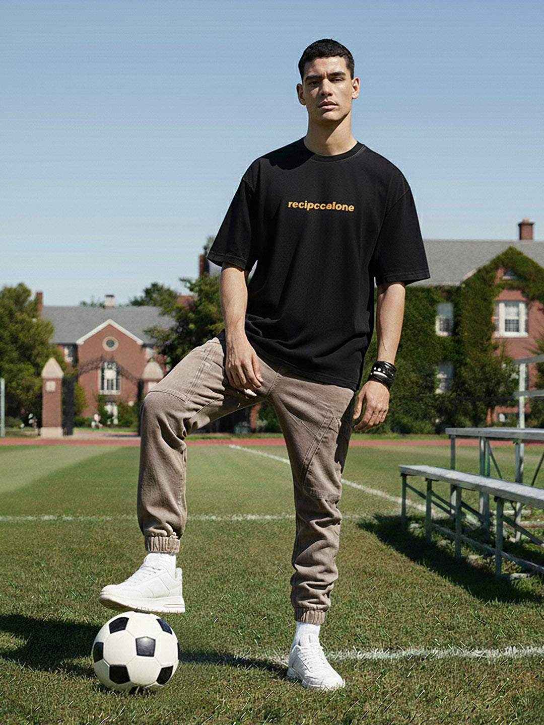 Men's Black Relaxed Fit Graphic Printed 240 GSM Street Wear T-Shirt