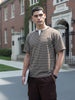 Men's Brown Relaxed Fit Striped 240 GSM Street Wear T-Shirt