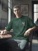 Men's Green Relaxed Fit Embroided 240 GSM Street Wear T-Shirt