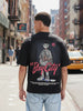 Men's Black Relaxed Fit Embroided 240 GSM Street Wear T-Shirt