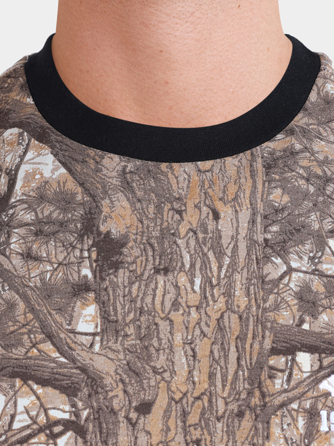 Men's Beige Relaxed Fit Embroidered Casual T-Shirt