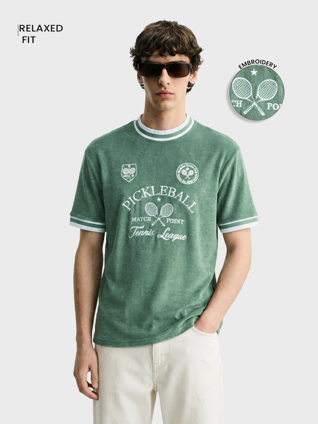 Men's Green Boxy Fit Solid Casual T-Shirt