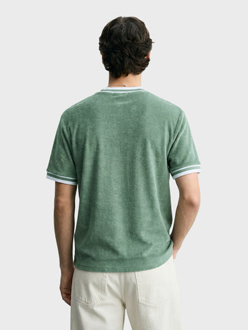 Men's Green Boxy Fit Solid Casual T-Shirt