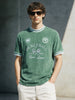 Men's Green Boxy Fit Solid Casual T-Shirt
