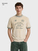 Men's Cream Boxy Fit Embroidered Casual T-Shirt