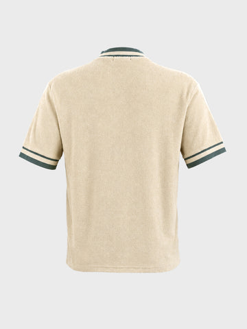 Men's Cream Boxy Fit Embroidered Casual T-Shirt